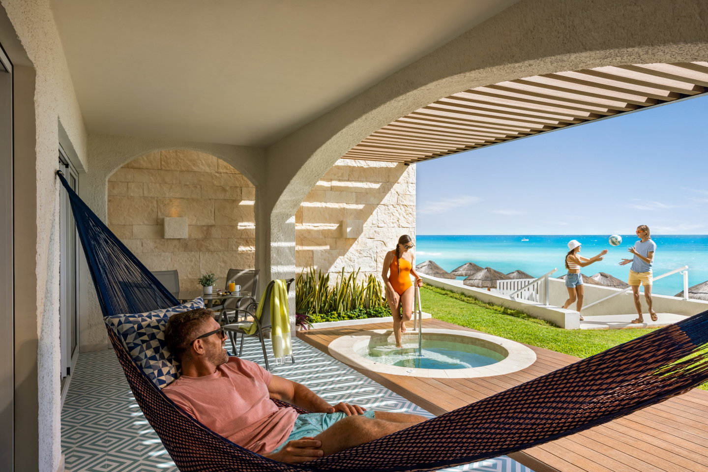 Pool and beach at Hilton Cancun Mar Caribe All Inclusive Resort